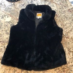 C&C California black faux fur vest girls size 12